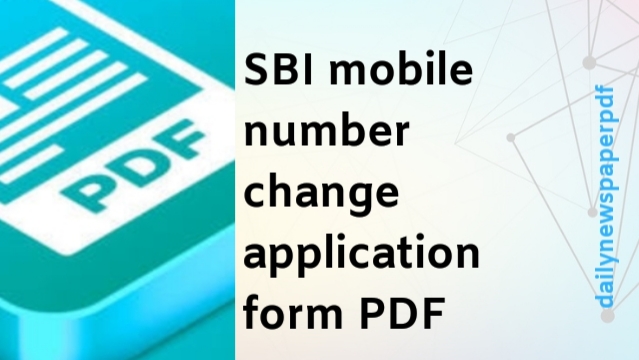 SBI Mobile Number Change Application Form PDF